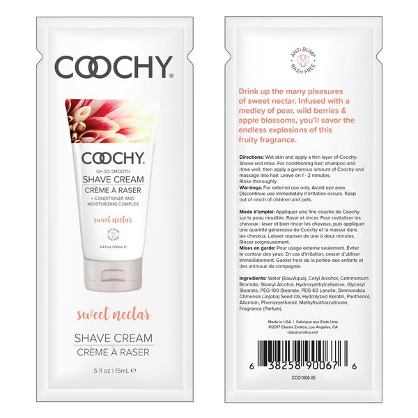 COOCHY SHAVE CREAM Sweet Nectar 0.5 fl oz | 15mL - FOIL