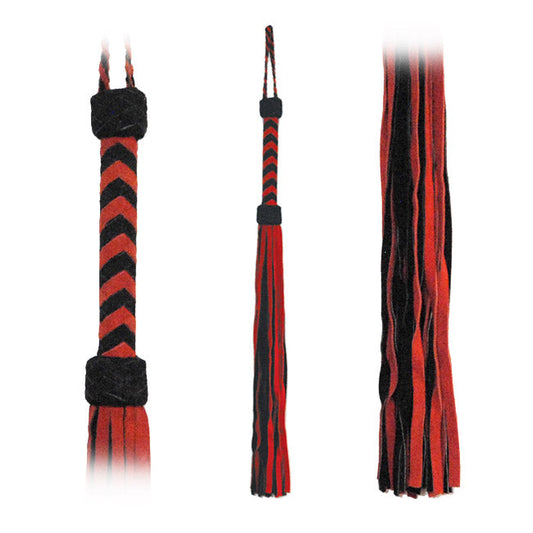 Fetissimo Flogger Red-Black Suede Tails 30in
