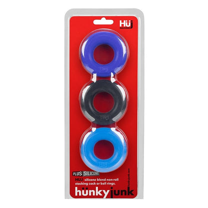 Hunkyjunk HUJ3 c-ring 3-pack,  COBALT MULTI - Tar/Cobalt/Aqua